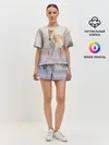 Женская пижама с шортами / Белая лошадь на снегу