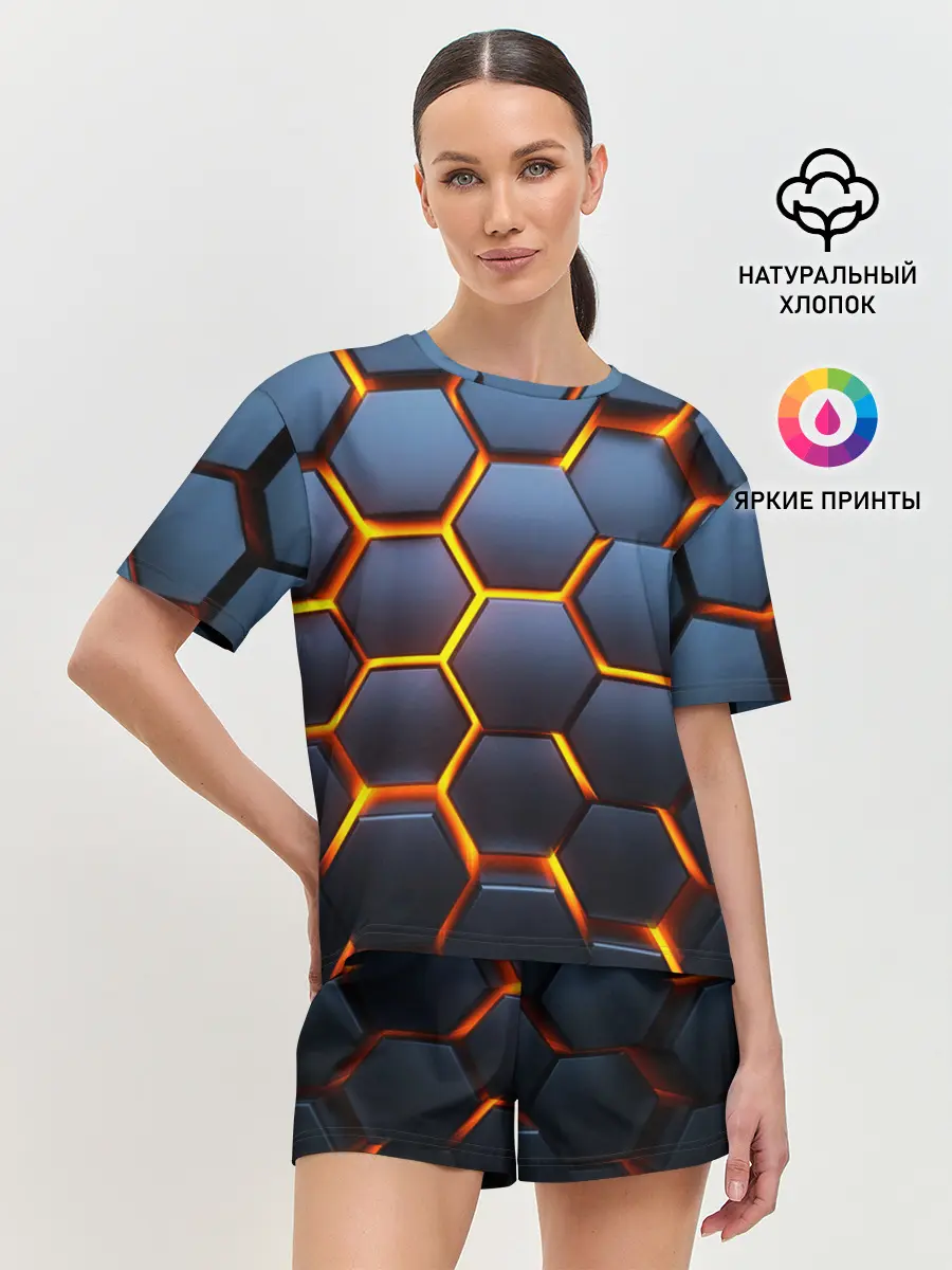 Женская пижама с шортами / 3D БРОНЬ