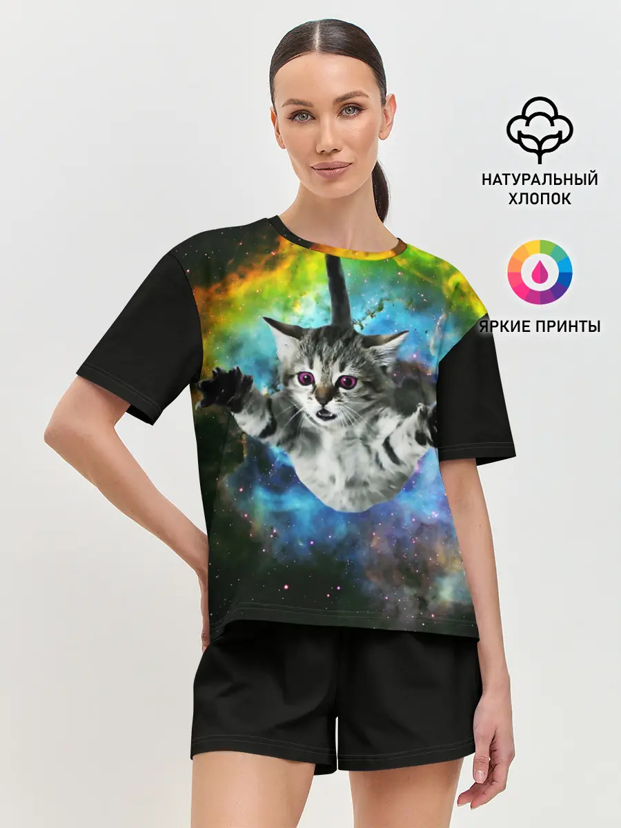 Женская пижама с шортами / КОСМИЧЕСКИЙ КОТ