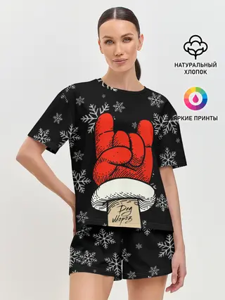 Женская пижама с шортами / Рок Дед Мороз