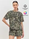 Женская пижама с шортами / Камуфляж Зеленый Слоник