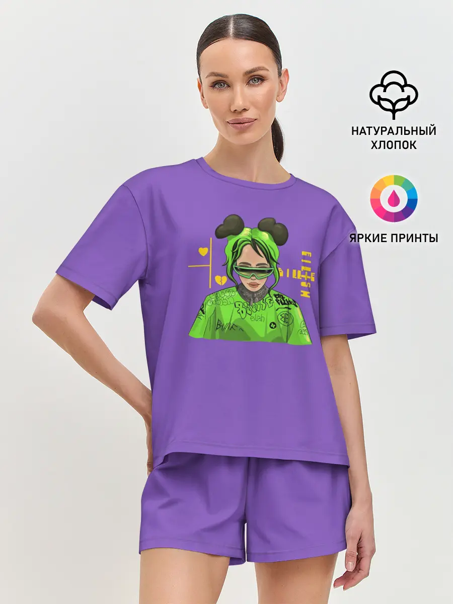 Женская пижама с шортами / Billie Eilish Purple