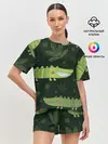 Женская пижама с шортами / Милый крокодил