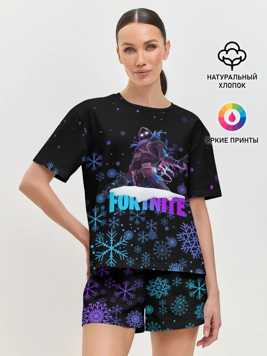 Женская пижама с шортами / FORTNITE НОВОГОДНИЙ.