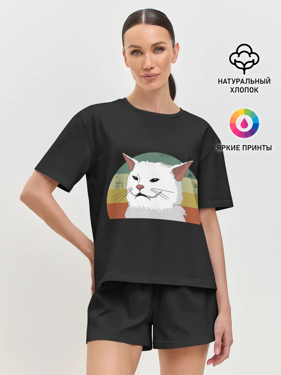 Женская пижама с шортами / Woman Yelling at Cat