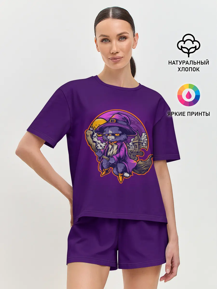 Женская пижама с шортами / Кот