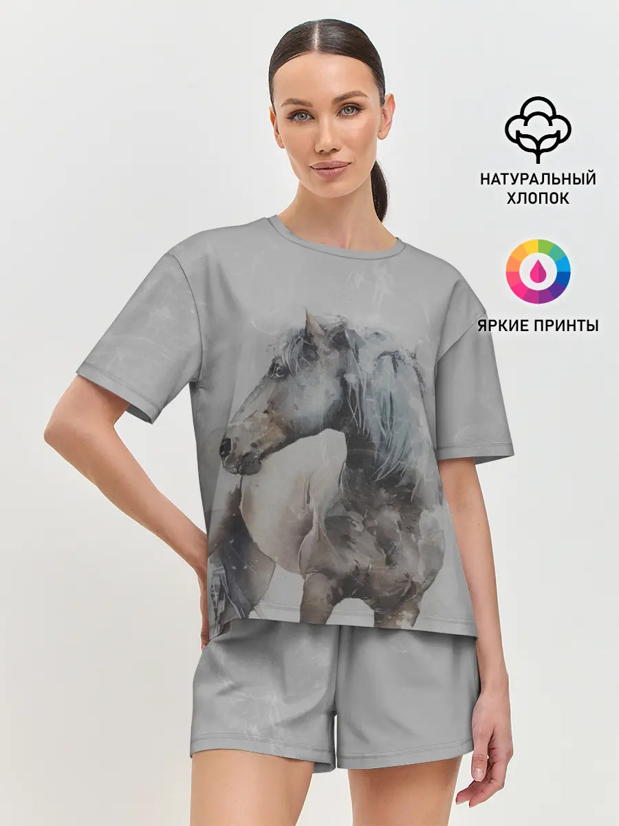 Женская пижама с шортами / лошадь