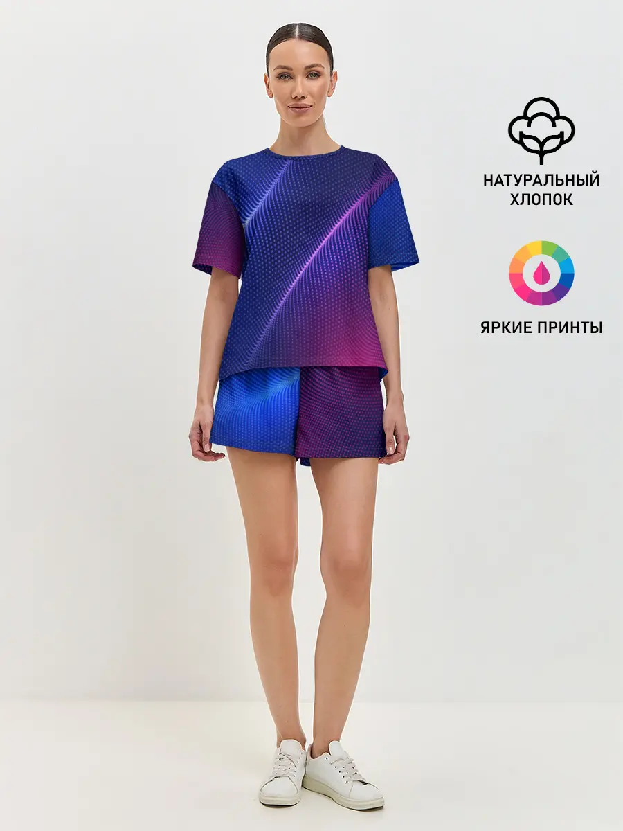 Женская пижама с шортами / фиолетово 3d волны 2020