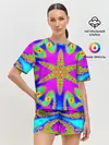 Женская пижама с шортами / Неоновый фрактал