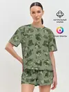 Женская пижама с шортами / Камуфляж с котиками