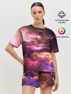 Женская пижама с шортами / закат абстракция