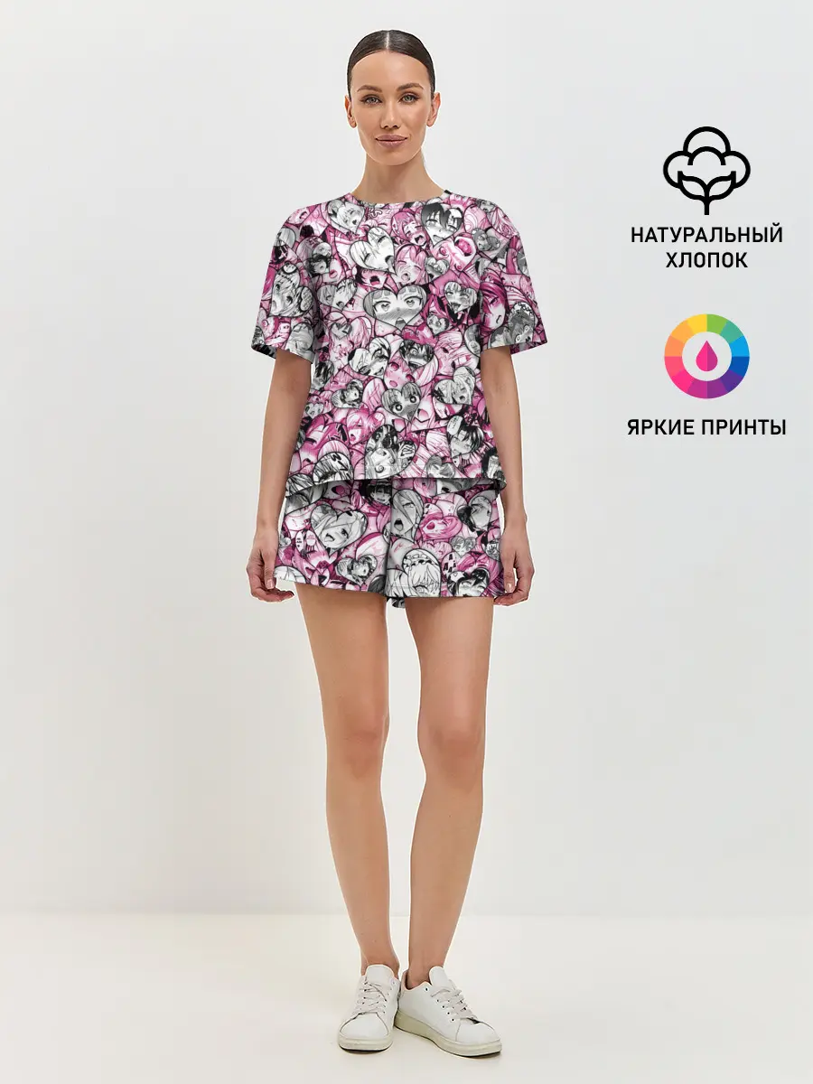 Женская пижама с шортами / Ahegao валентинки