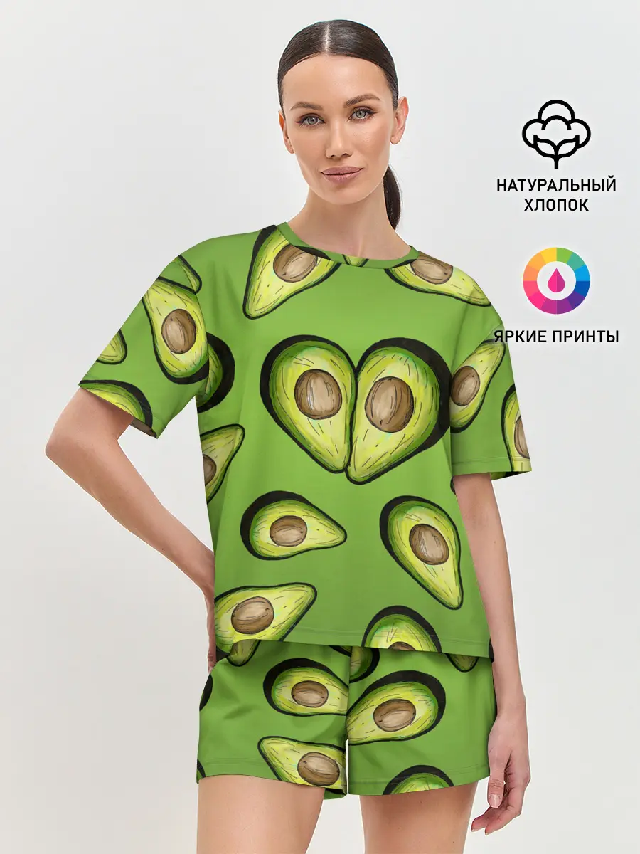 Женская пижама с шортами / Люблю авокадо