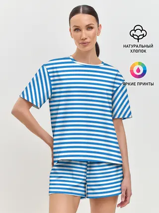 Женская пижама с шортами / Тельняшка ВДВ