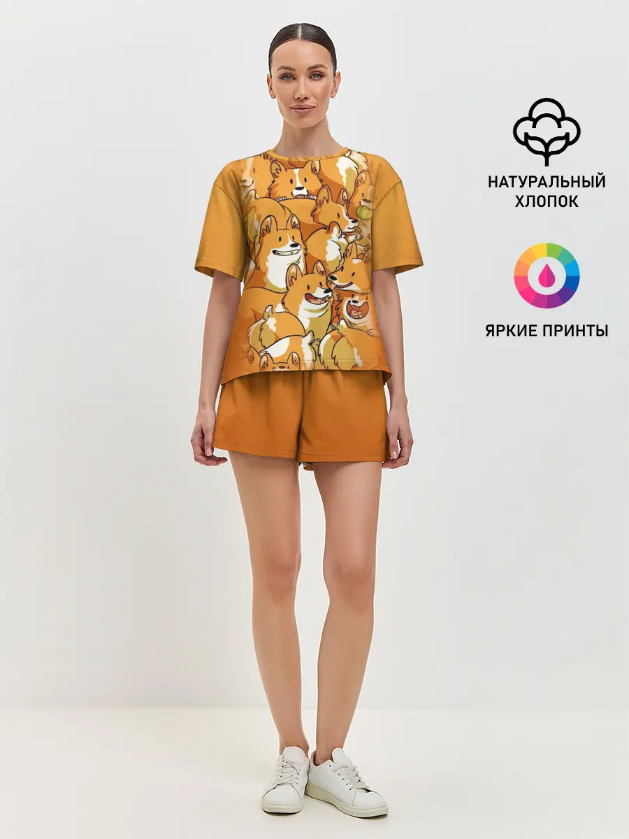Женская пижама с шортами / Корги