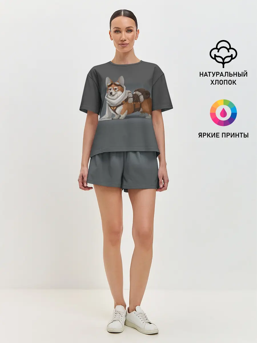 Женская пижама с шортами / КОРГИ ПИЛОТ