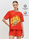 Женская пижама с шортами / пламенная бригада пожарных красный фон