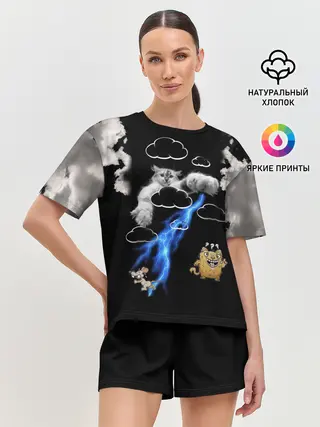 Женская пижама с шортами / Грозовой, кошак