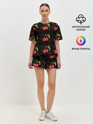 Женская пижама с шортами / Вишенки