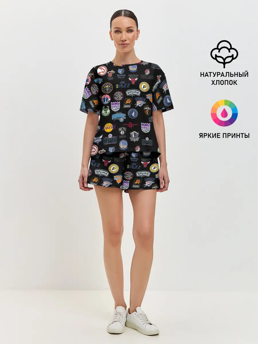 Женская пижама с шортами / NBA Pattern | НБА Паттерн