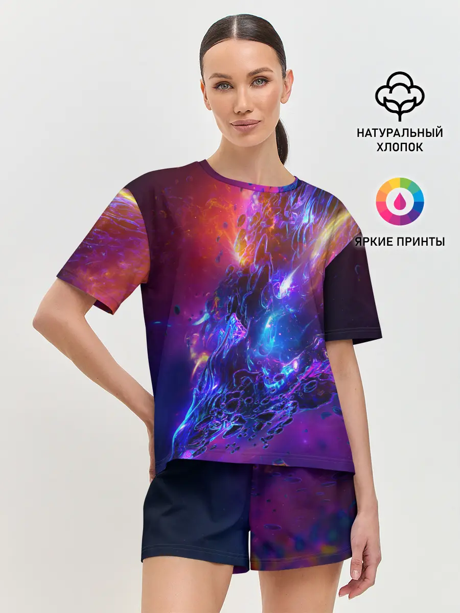 Женская пижама с шортами / Universe Neon