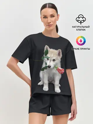 Женская пижама с шортами / Щенок в подарок
