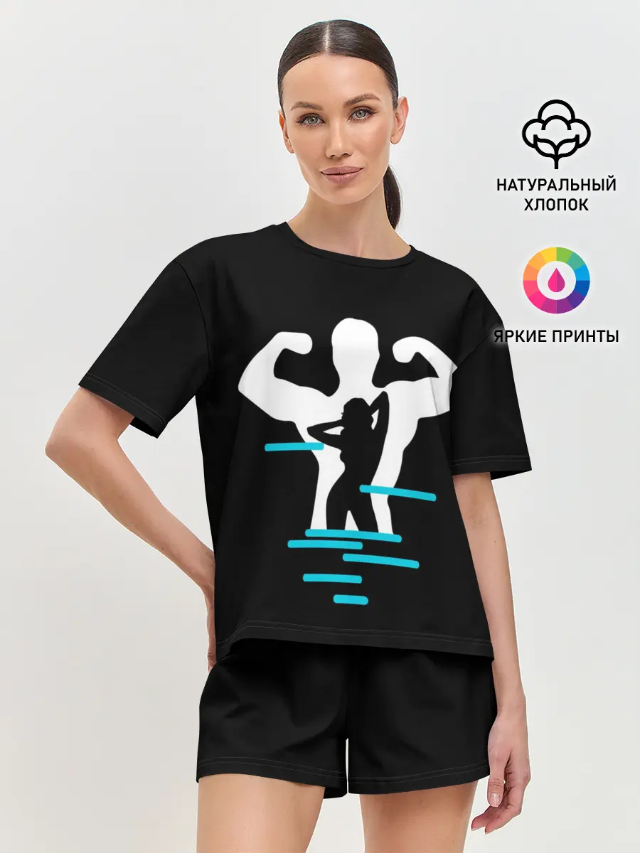 Женская пижама с шортами / титан