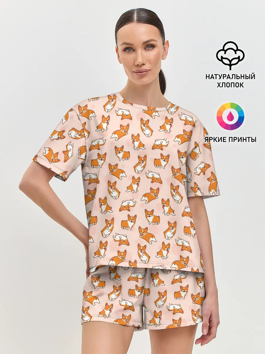 Женская пижама с шортами / Корги
