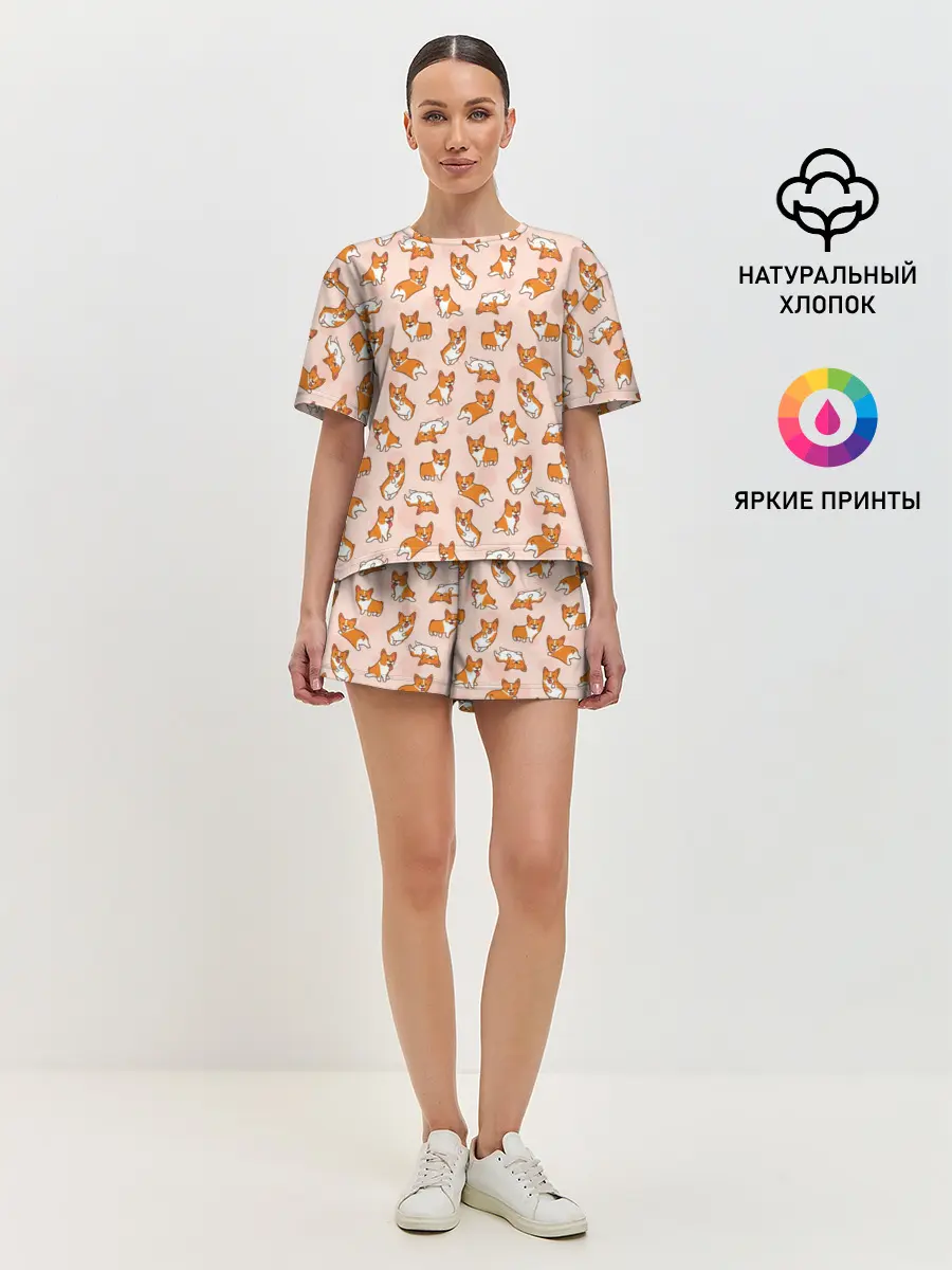 Женская пижама с шортами / Корги