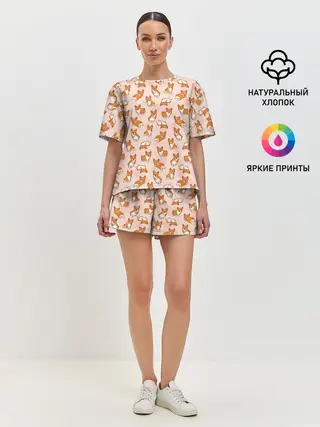 Женская пижама с шортами / Корги