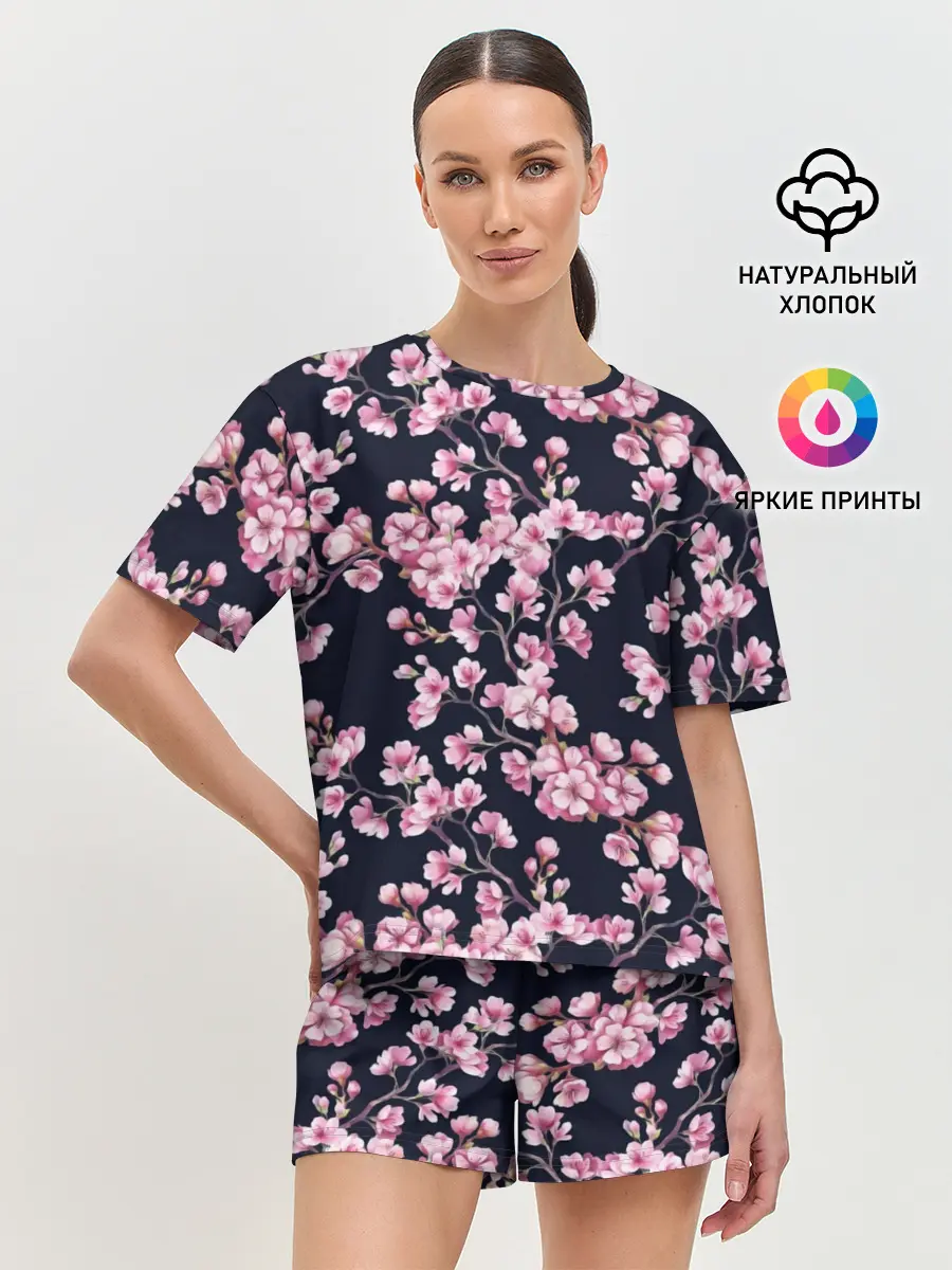 Женская пижама с шортами / Сакура