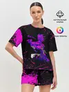 Женская пижама с шортами / Дзётаро указывает фиолетовые брызги