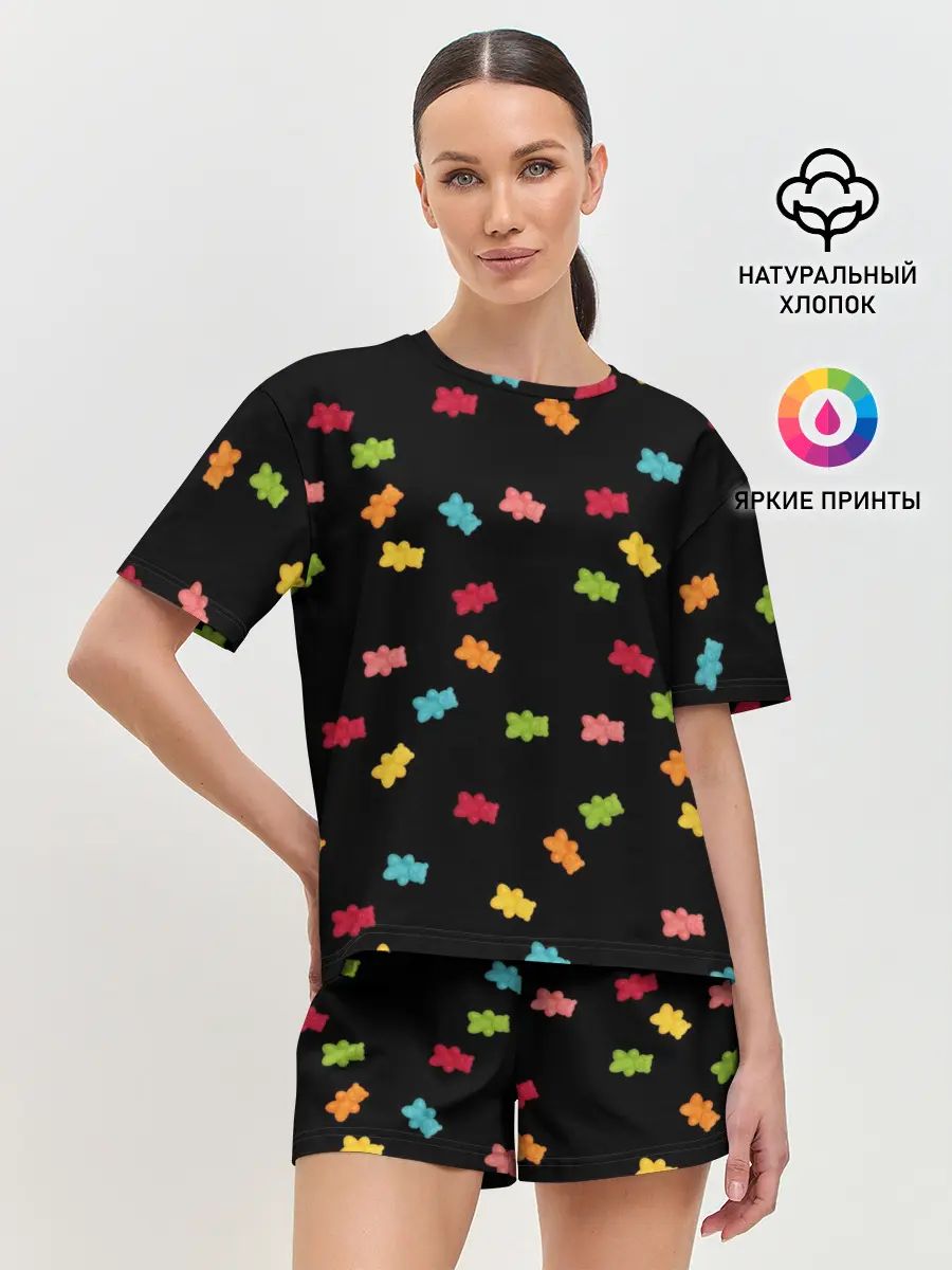 Женская пижама с шортами / Мармеладные мишки