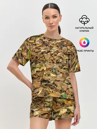 Женская пижама с шортами / Листья