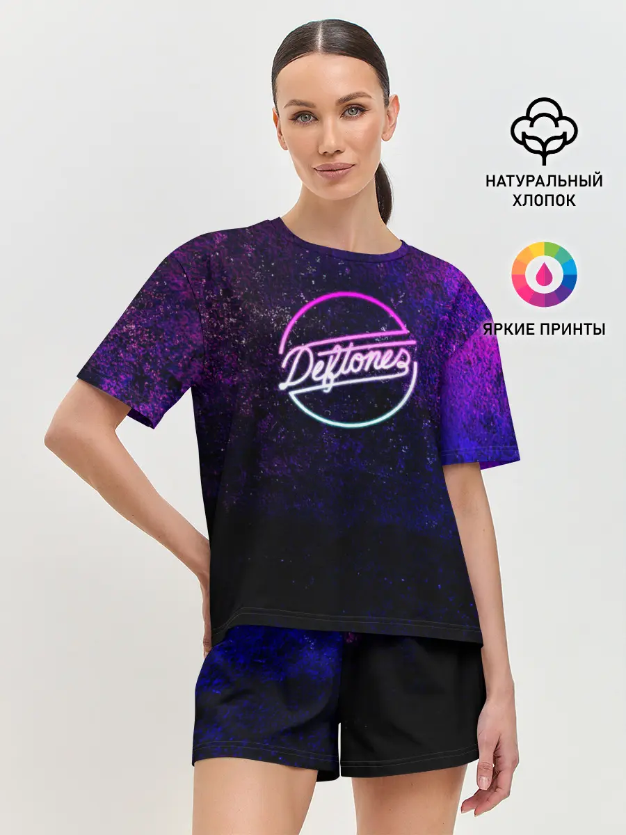 Женская пижама с шортами / Deftones. Neon logo