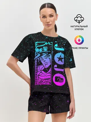 Женская пижама с шортами / Star Platina на черном брызги