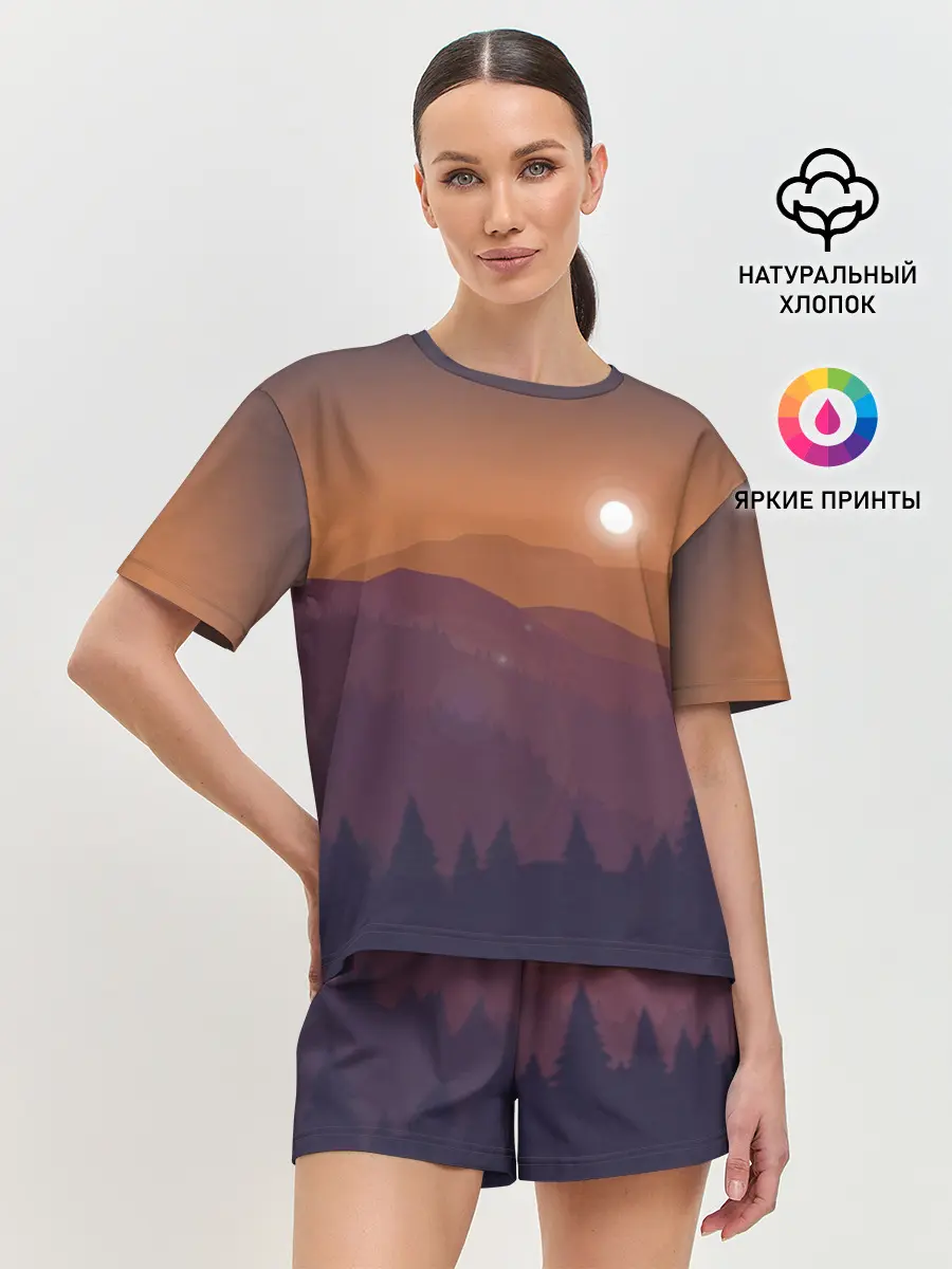 Женская пижама с шортами / Горы