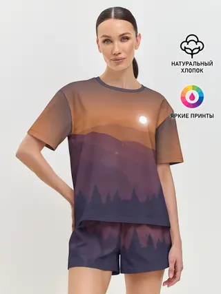 Женская пижама с шортами / Горы