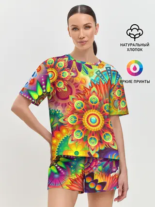 Женская пижама с шортами / Психоделия | Яркая