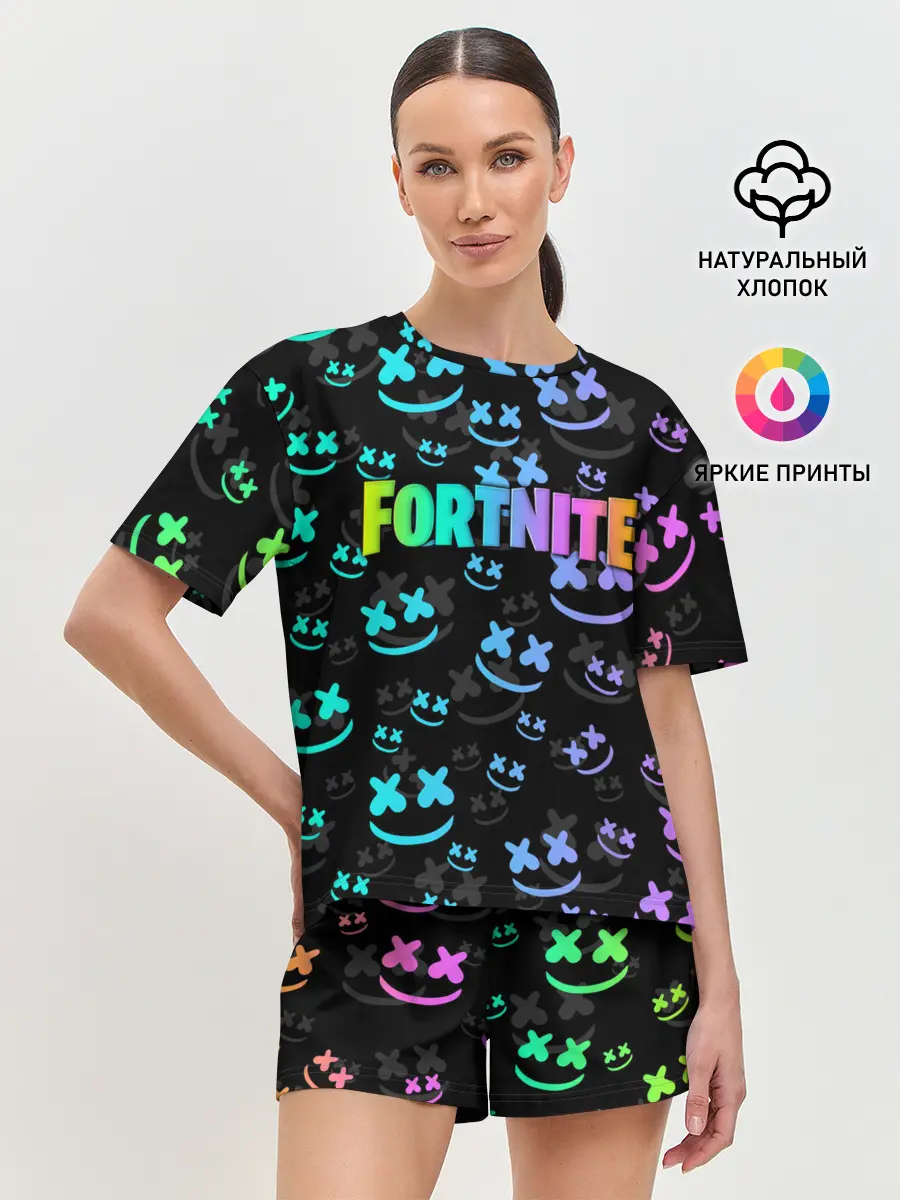 Женская пижама с шортами / Fortnite & Marshmello