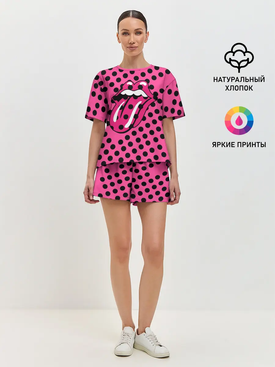 Женская пижама с шортами / rolling stones pink logo