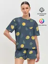 Женская пижама с шортами / Лимонный узор
