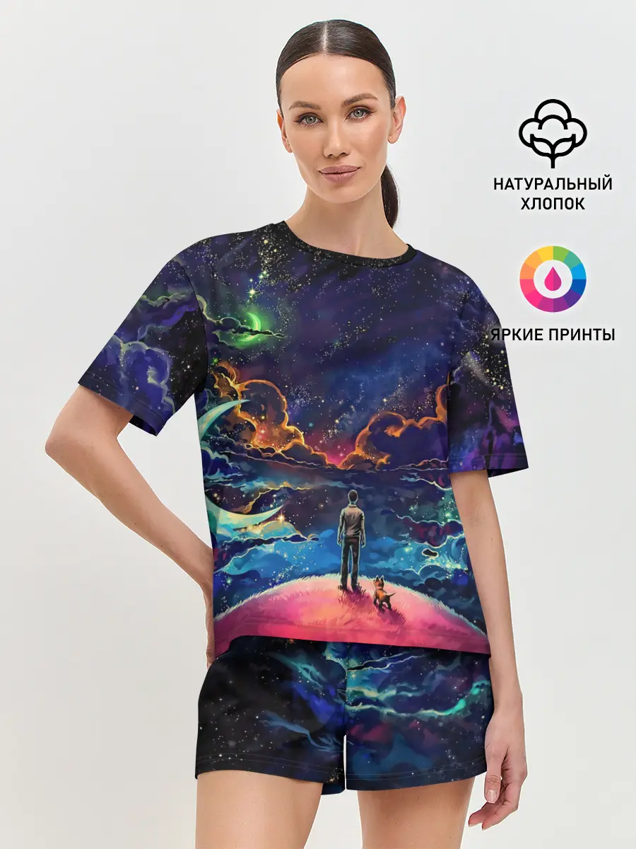 Женская пижама с шортами / Космос