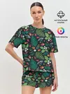 Женская пижама с шортами / Forest leaves invert