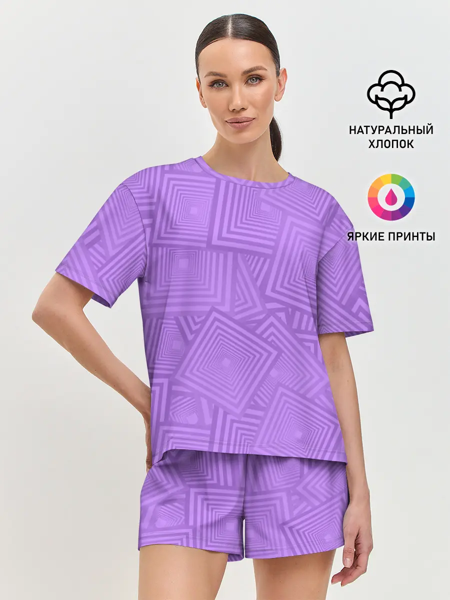 Женская пижама с шортами / Квадраты в квадратах