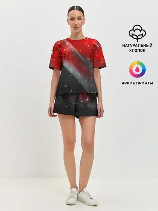 Женская пижама с шортами / Red & Black