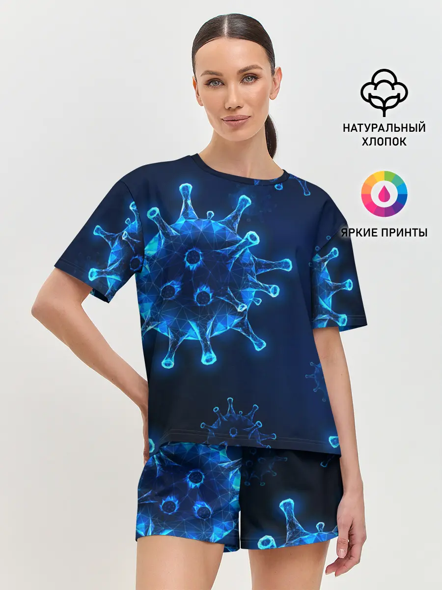 Женская пижама с шортами / Коронавирус