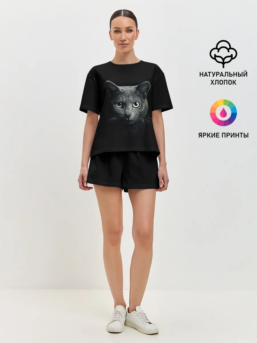 Женская пижама с шортами / Кот