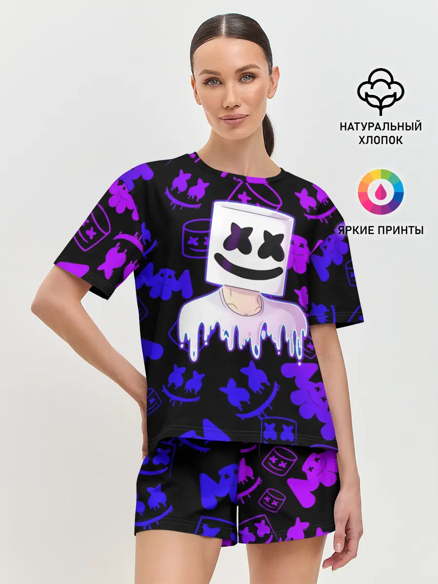 Женская пижама с шортами / Marshmello
