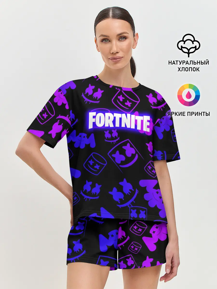 Женская пижама с шортами / FORTNITE MARSHMELLO